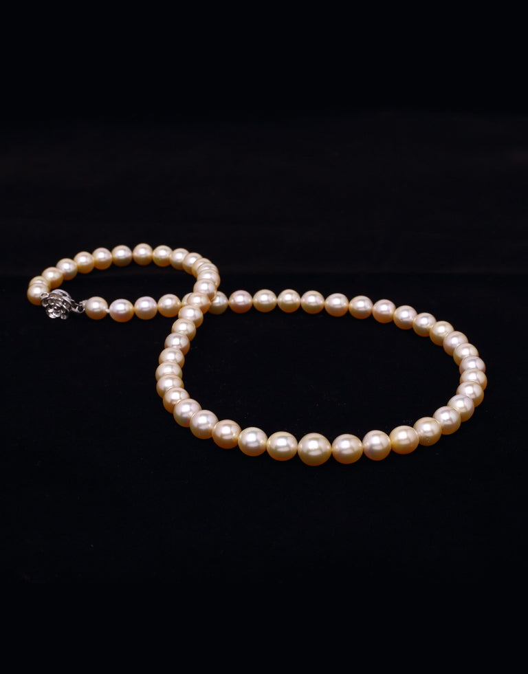 Round Natural-Color Golden South Sea Saltwater Pearl Necklace, 8.1-9.6mm – AA+ Quality