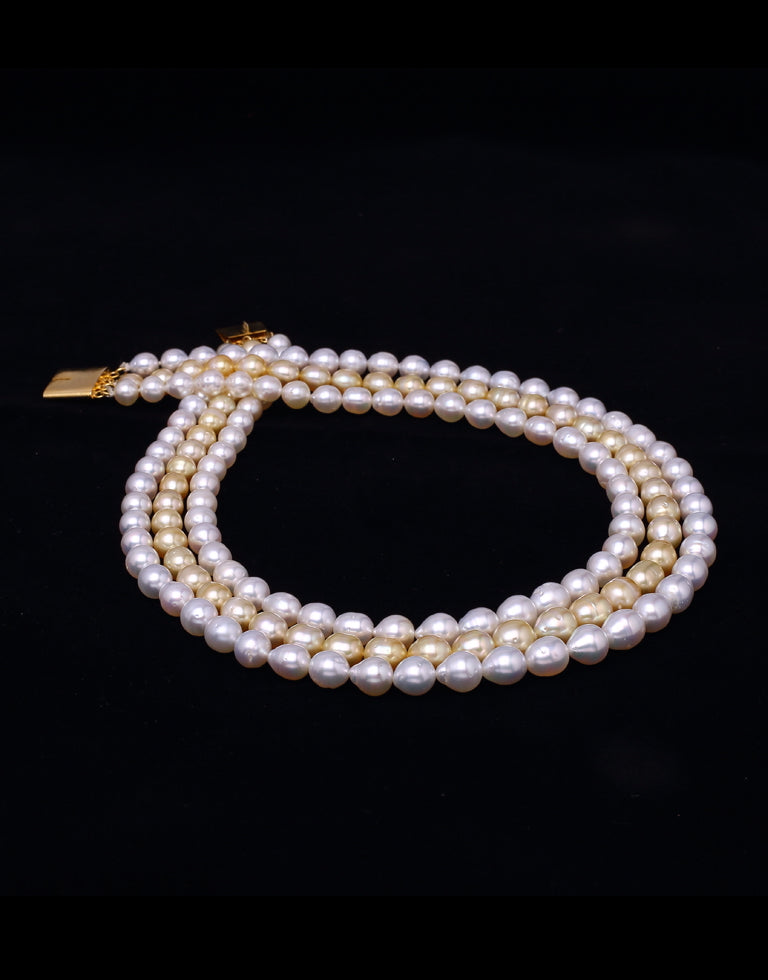 White & Golden South Sea Drop Shape Pearl Necklace, 7.0-8.9mm – AA+ Quality