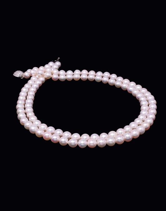 Round White Japanese Akoya Saltwater Pearl Necklace, 8.0-8.9mm – AA Quality