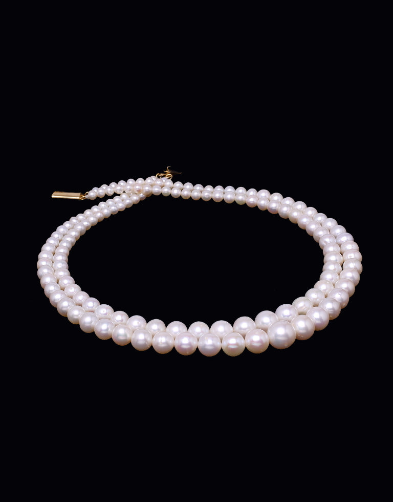 Round White - Lusturous Freshwater Pearl Graded Necklace