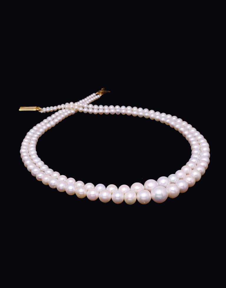 The Classic Round White Freshwater Pearl Graded Necklace
