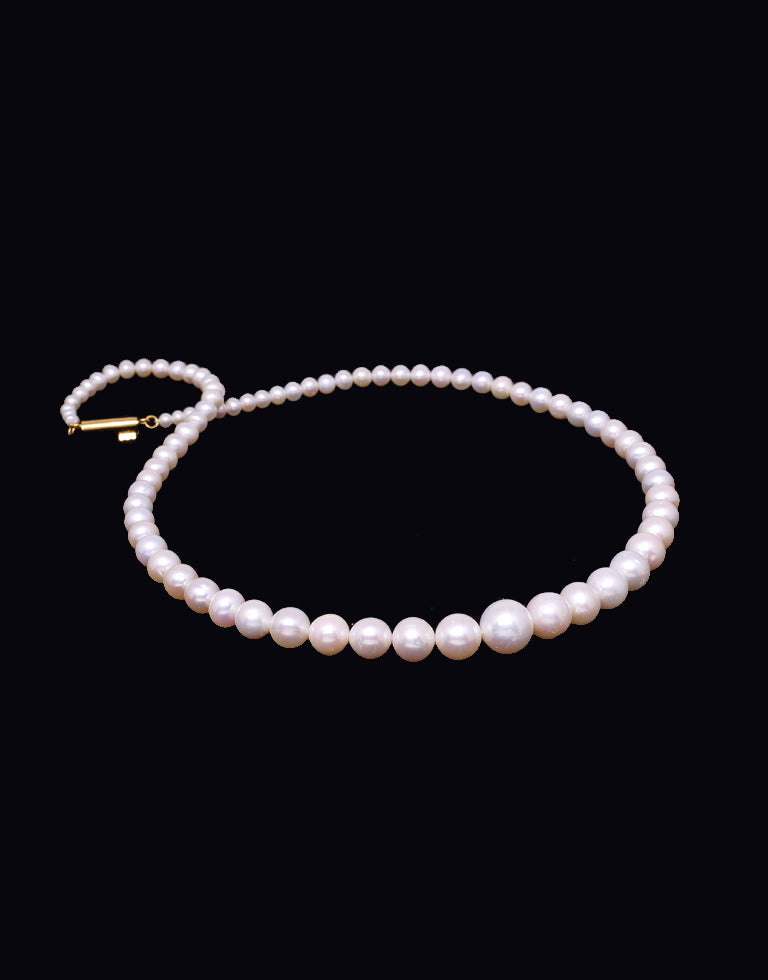The Exquisite Round White Freshwater Pearl Graded Necklace