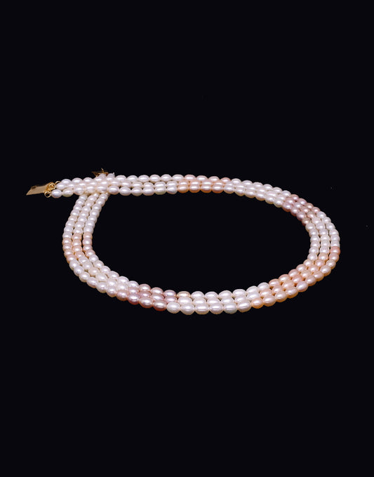 The Precious Multi-Color Freshwater Oval Shape Pearl Necklace