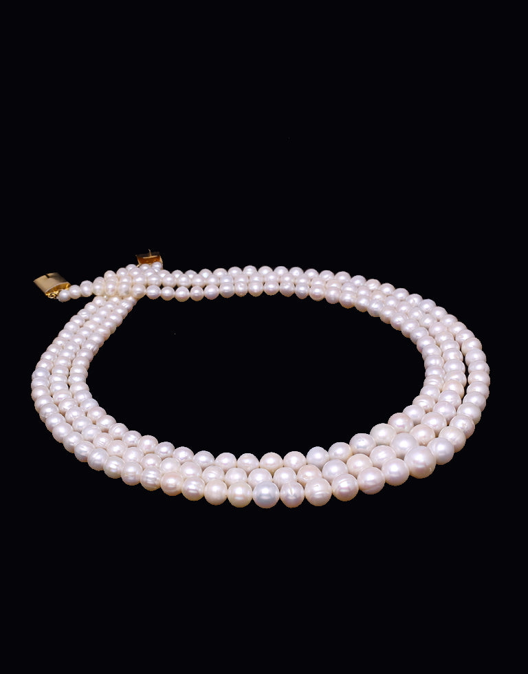 The Flawless Round White Freshwater Graded Pearl Necklace