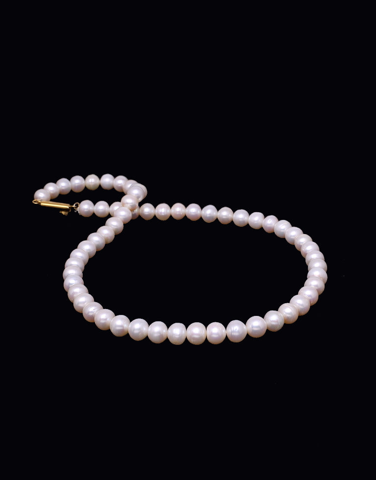 Finest Round White Freshwater Pearl Necklace