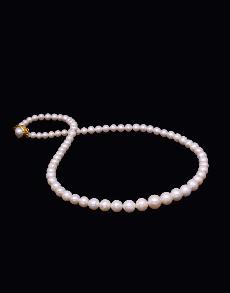 The Magnificent Round White Freshwater Graded Pearl Necklace
