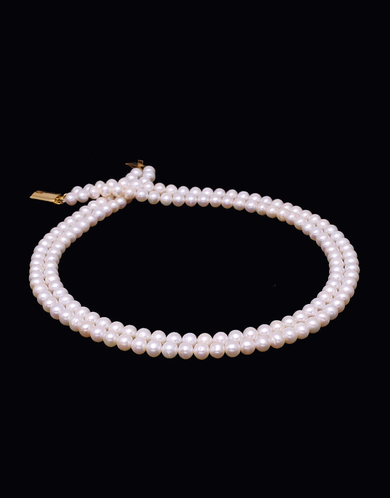 Seamless Perfect Round White Freshwater Pearl Necklace