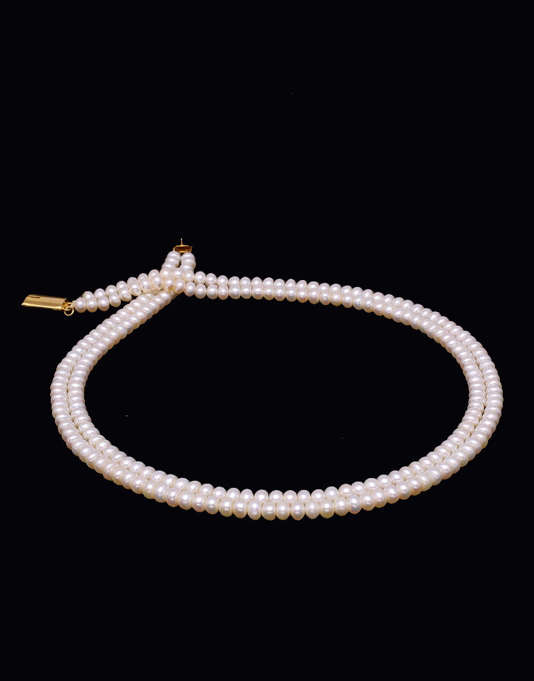 Treasured Half Round White Freshwater Pearl Necklace