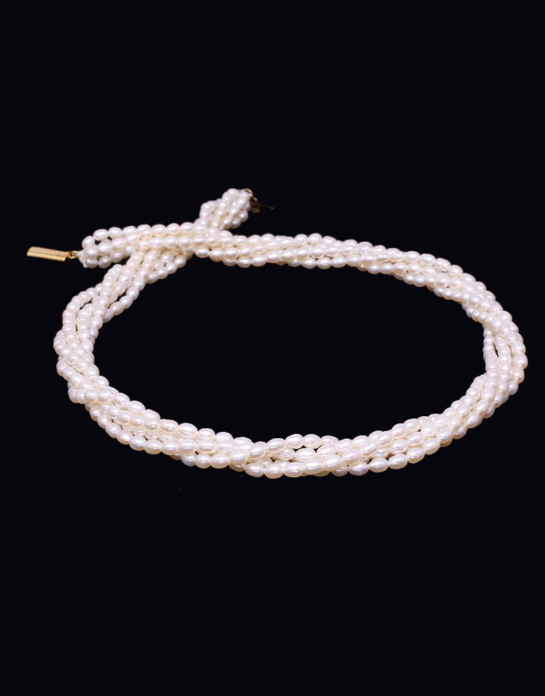 Radiant White Freshwater Rice Pearl Necklace