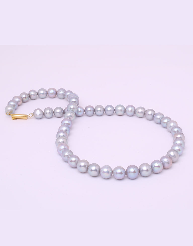 Natural Round Grey Freshwater Pearl Necklace