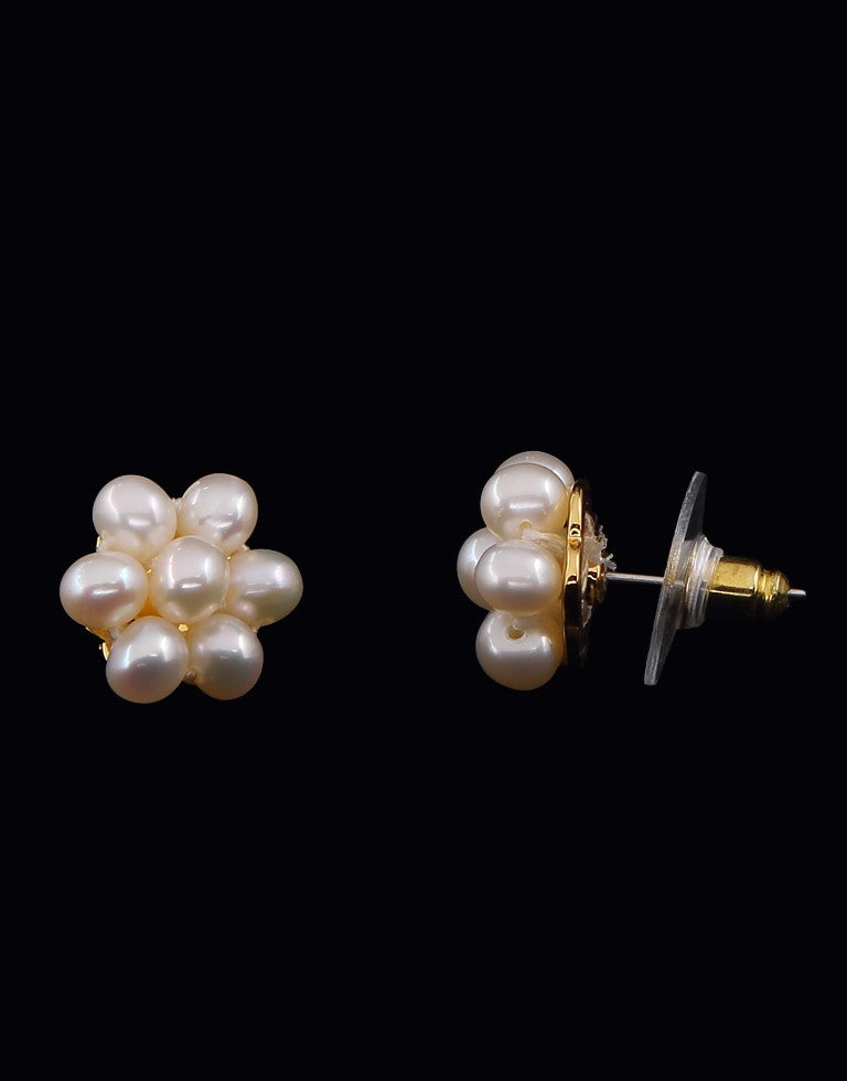 White Freshwater Small Seven Pearl Stud Earring