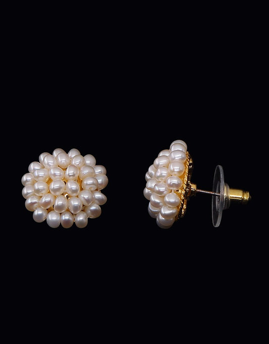 White Freshwater Seed Pearl Stud Earring