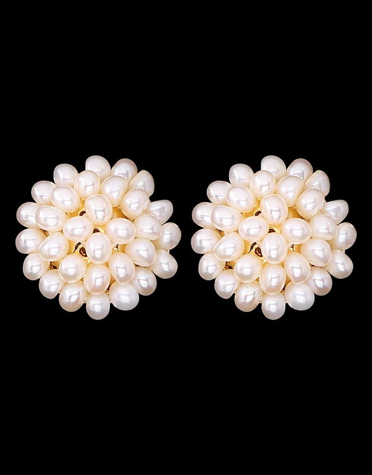 White Freshwater Seed Pearl Stud Earring - Main Image