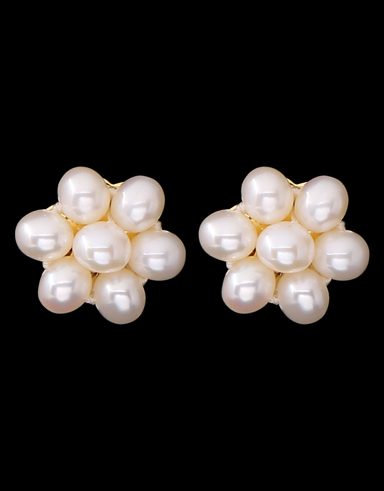 White Freshwater Small Seven Pearl Stud Earring