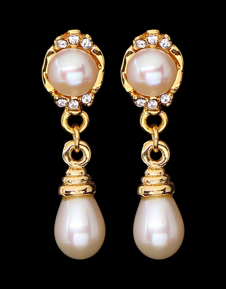 Freshwater Pearl with Cubic Zircon Fancy Stud Earrings