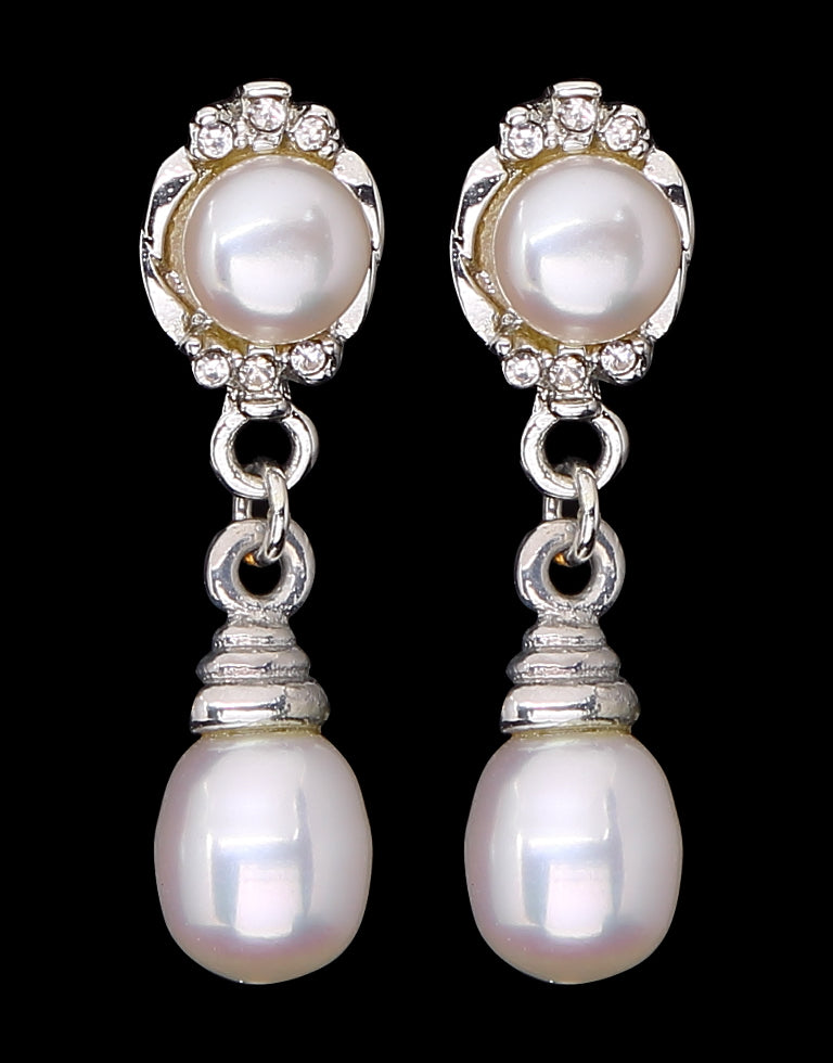 Freshwater Pearl with Cubic Zircon Fancy Stud Earrings