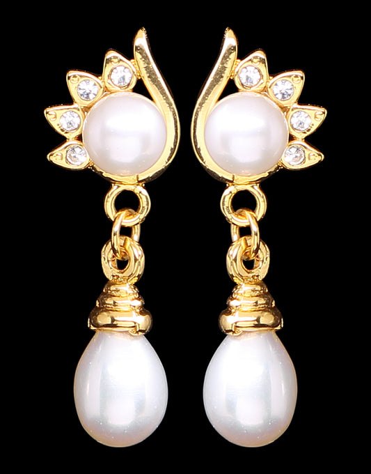 Freshwater Pearl With Cubic Zircon Fancy Stud Earrings