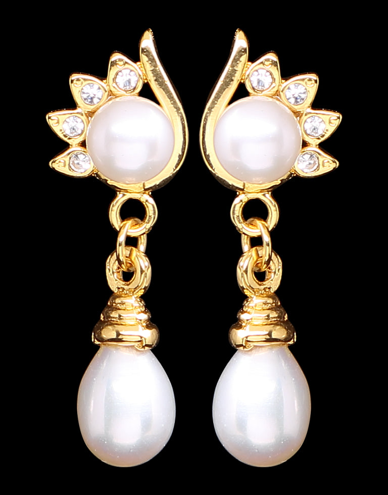 Freshwater Pearl With Cubic Zircon Fancy Stud Earrings