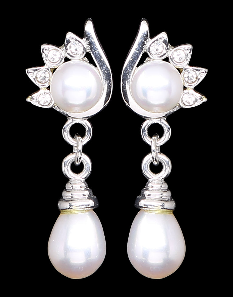 Freshwater Pearl With Cubic Zircon Fancy Stud Earrings