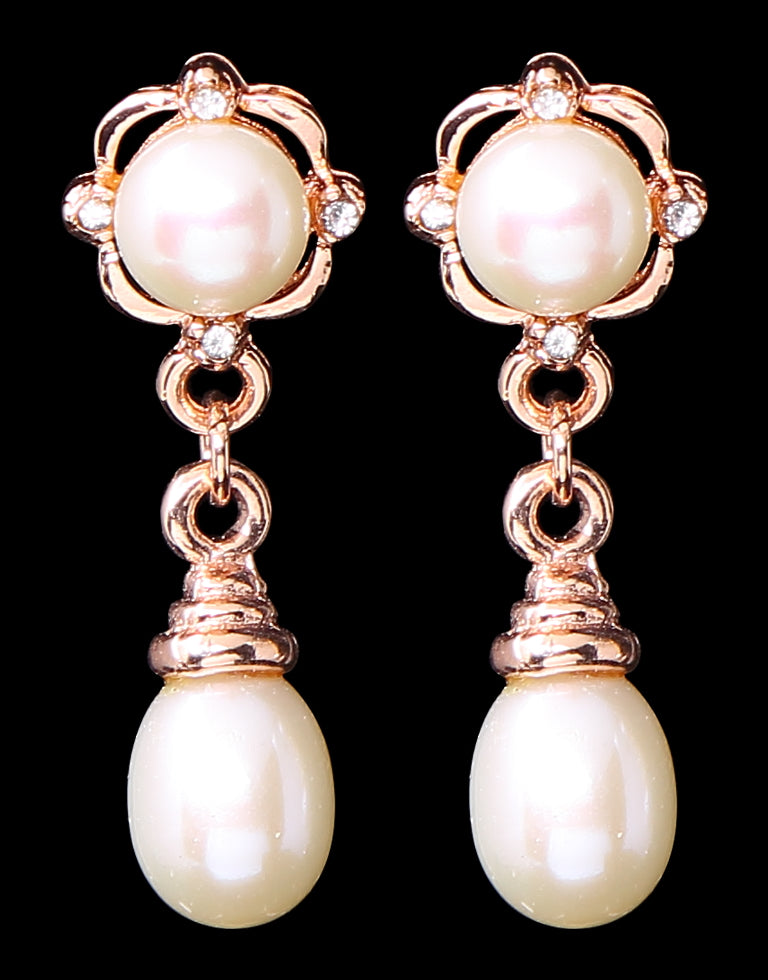 Freshwater Pearl with Cubic Zircon Fancy Stud Earrings