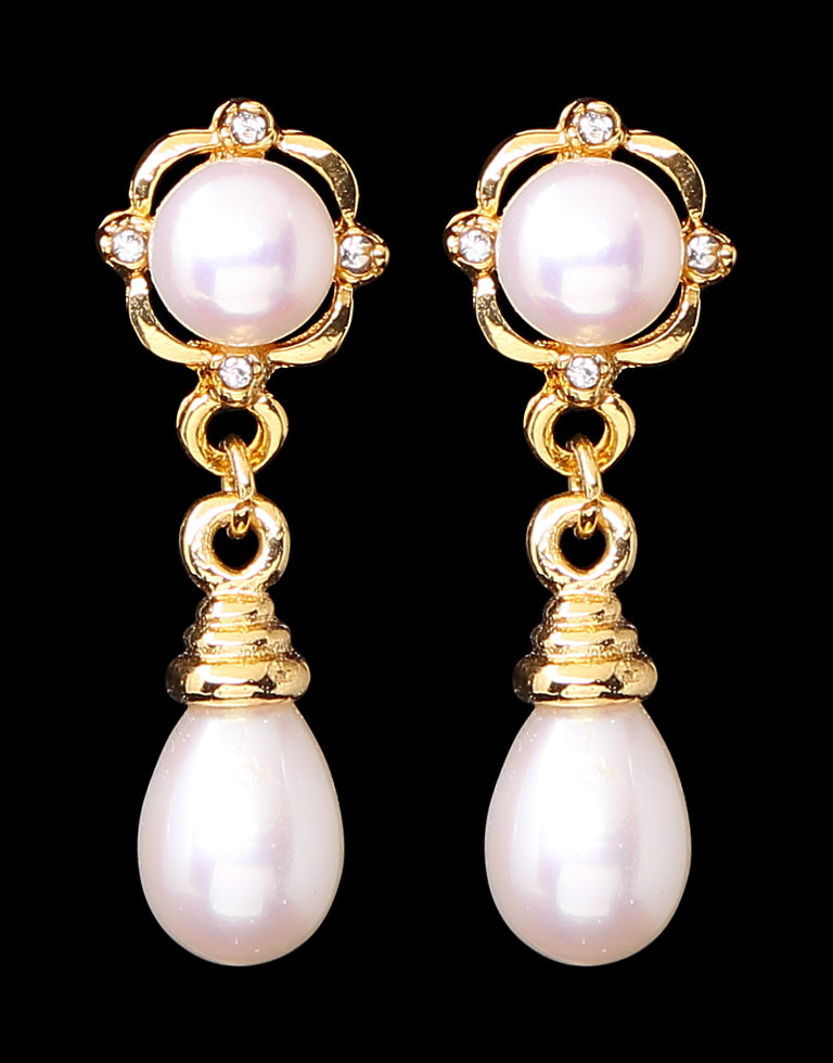 Freshwater Pearl with Cubic Zircon Fancy Stud Earrings