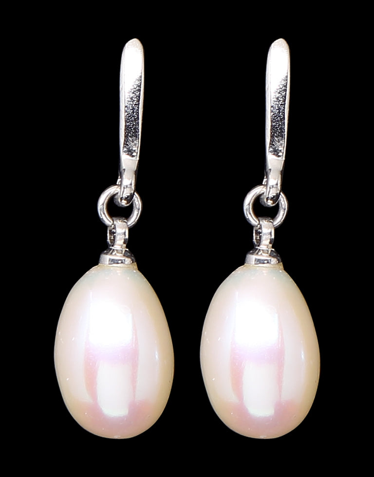 White Freshwater Pearl Drop Hook Earring