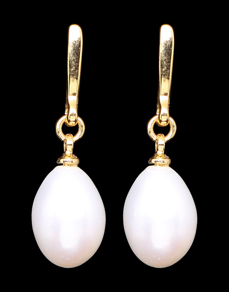 White Freshwater Pearl Drop Hook Earring