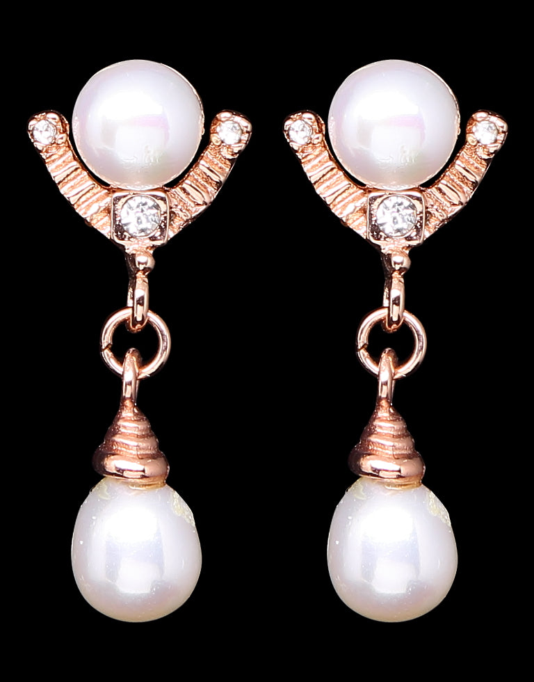 Freshwater Pearl With Cubic Zircon Fancy Stud Earrings