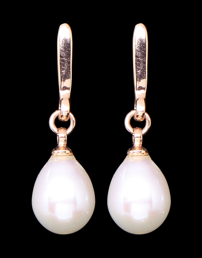 White Freshwater Pearl Drop Hook Earring
