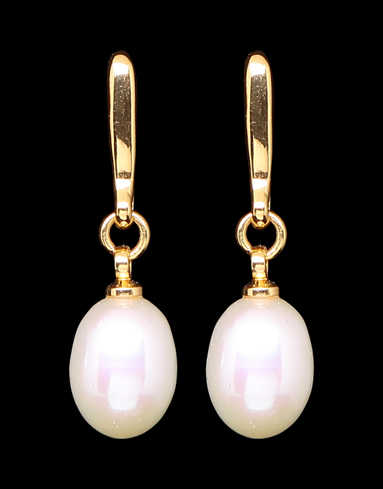 White Freshwater Pearl Drop Hook Earring