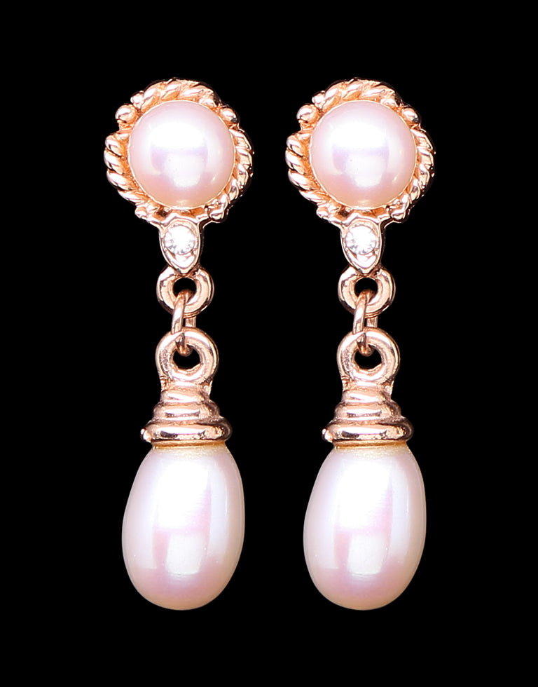 Freshwater Pearl with Cubic Zircon Fancy Stud Earrings