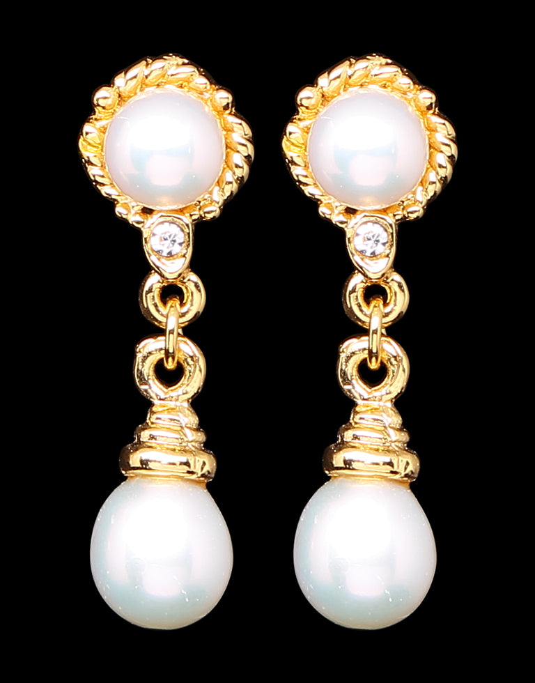 Freshwater Pearl with Cubic Zircon Fancy Stud Earrings