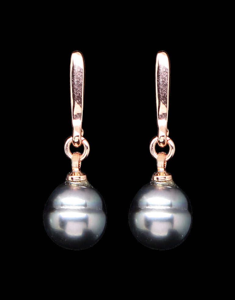 Natural Colour Tahitian Black Pearl Hook Earring