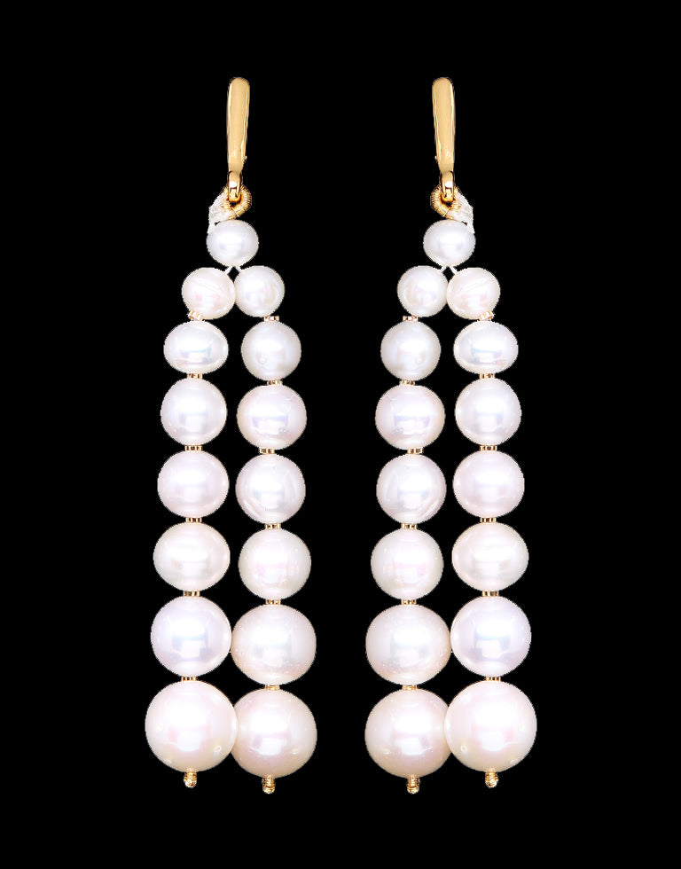 Freshwater Pearl With Gold Cutring Earrings