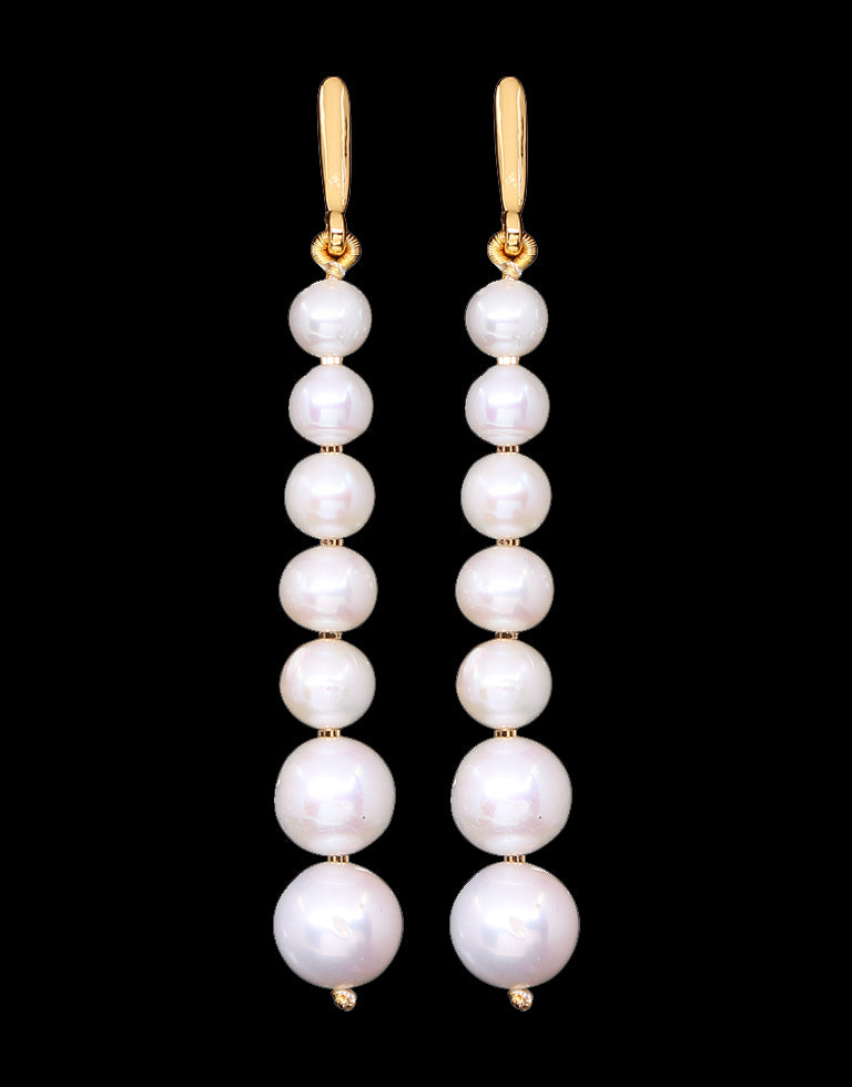 Freshwater Pearl With Gold Cutring Earrings