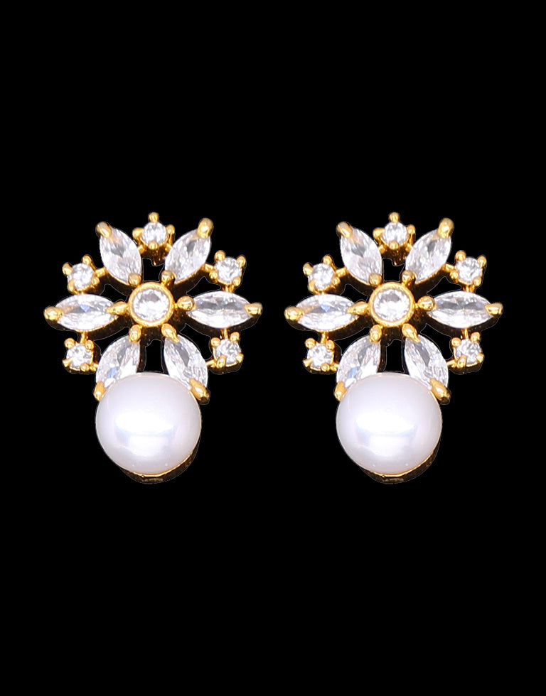 Freshwater Pearl & Zirconia Gem Studs