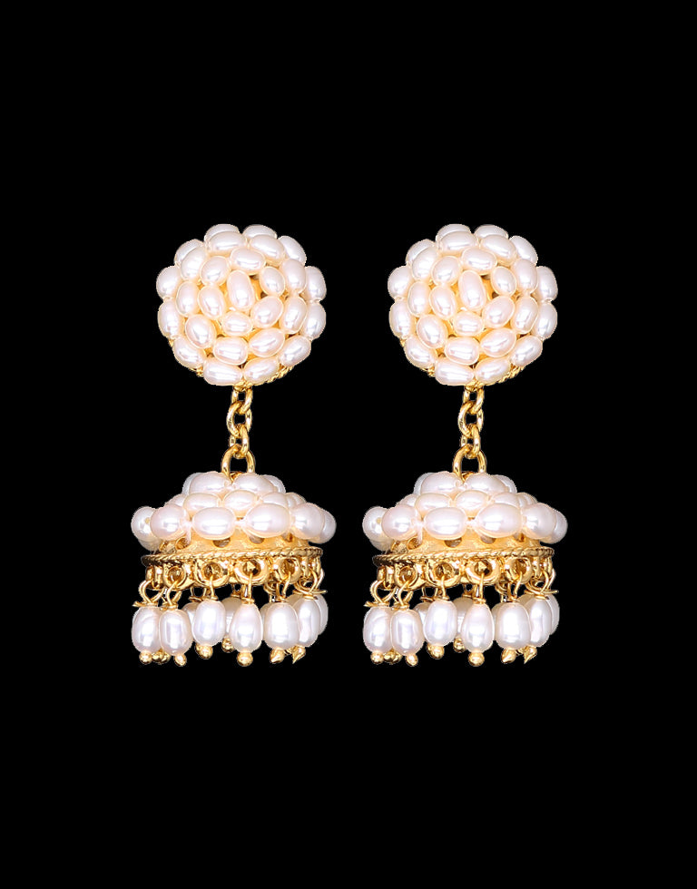 Traditional Freshwater Rice Pearl Tops With Jhumka Changeable