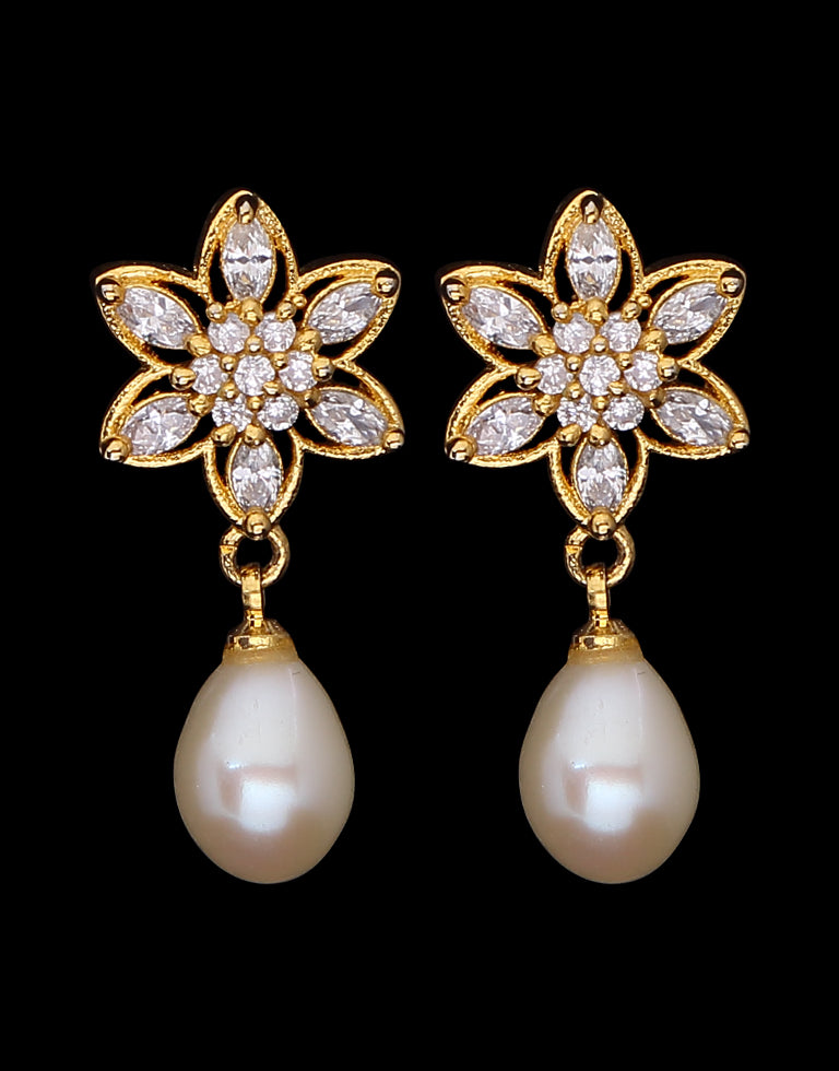 Freshwater Pearl with Cubic Zircon & Semi Precious Stone Fancy Stud Earrings