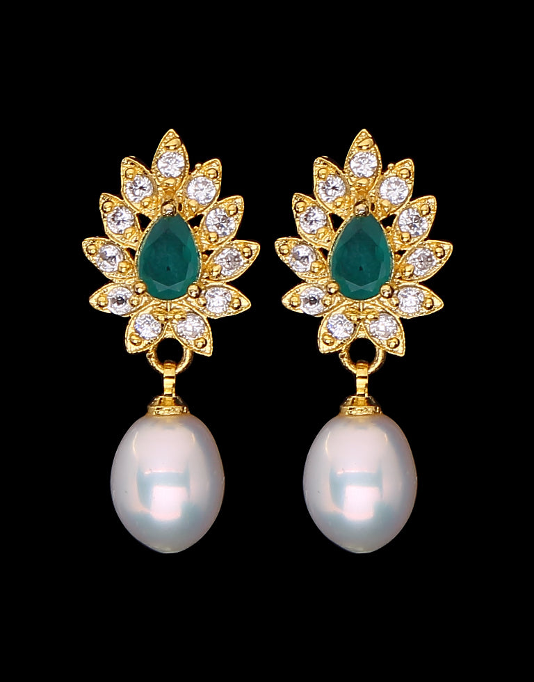 Freshwater Pearl with Cubic Zircon & Semi Precious Stone Fancy Stud Earrings