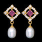 Freshwater Pearl with Cubic Zircon & Semi Precious Stone Fancy Stud Earrings