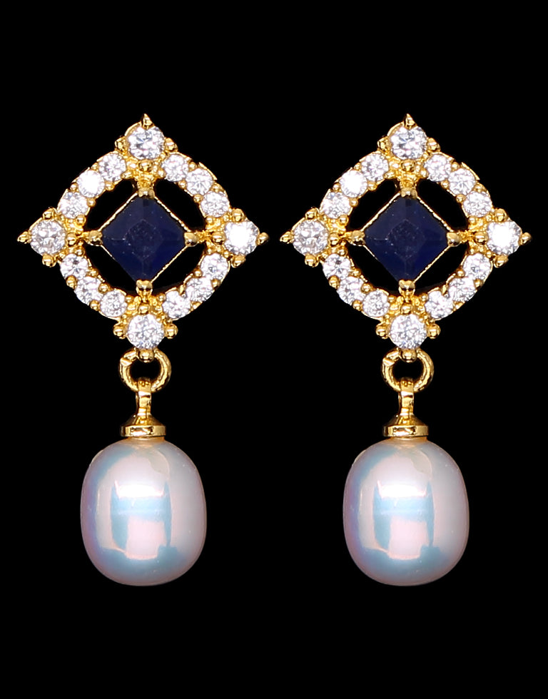 Freshwater Pearl with Cubic Zircon & Semi Precious Stone Fancy Stud Earrings