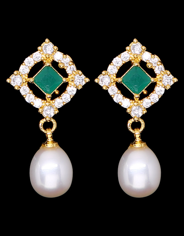 Freshwater Pearl with Cubic Zircon & Semi Precious Stone Fancy Stud Earrings