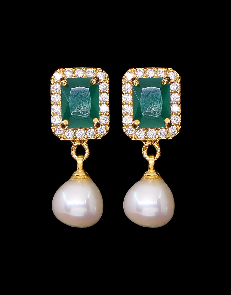 Freshwater Pearl With Cubic Zircon & Semi Precious Stone Fancy Stud Earrings