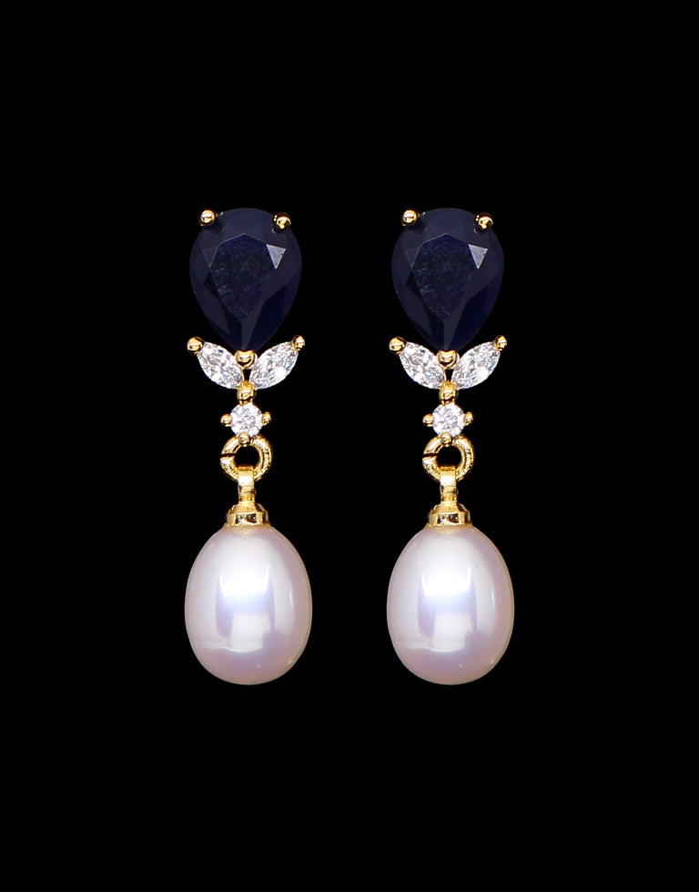 Freshwater Pearl with Cubic Zircon & Semi Precious Stone Fancy Stud Earrings