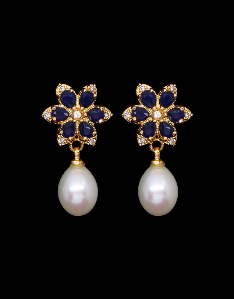 Freshwater Pearl with Cubic Zircon & Semi Precious Stone Fancy Stud Earrings