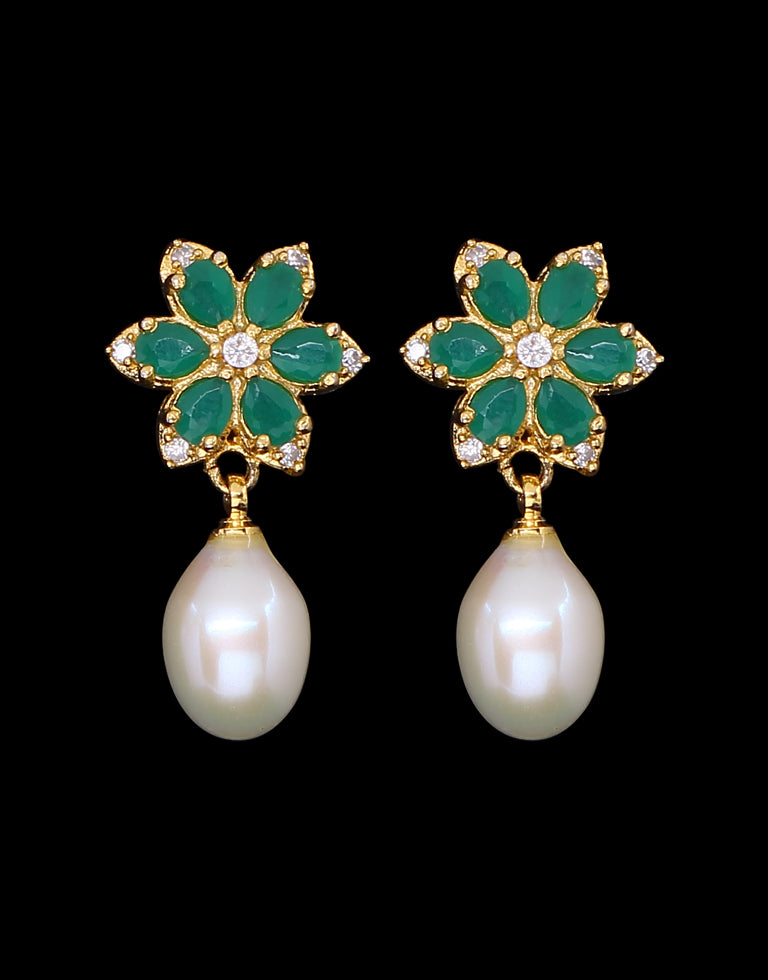 Freshwater Pearl with Cubic Zircon & Semi Precious Stone Fancy Stud Earrings