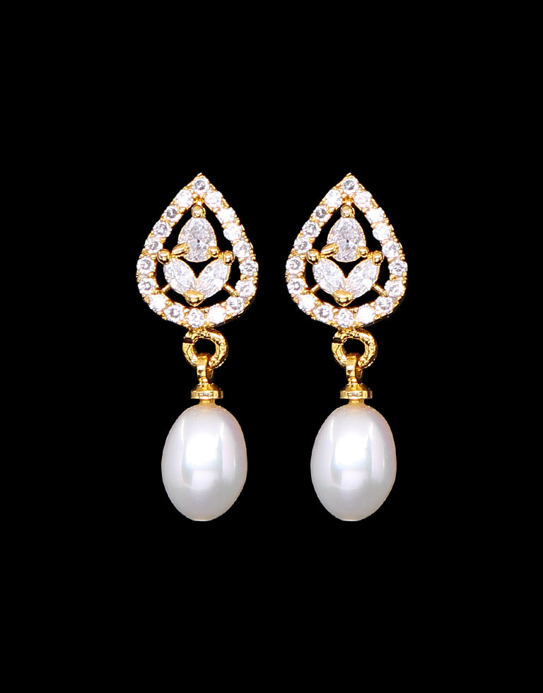 Freshwater Pearl with Cubic Zircon & Semi Precious Stone Fancy Stud Earrings