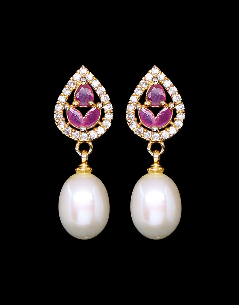 Shop Rubans 22K Gold Plated Handcrafted Zircon Stone with Pearls Peacock  Shaped Jhumka Earrings Online at Rubans