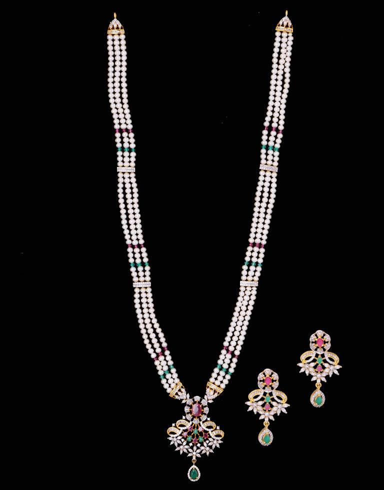 Exclusive Rani Haar With Freshwater Pearl Cz Semi Precious Stone