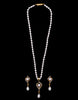 Oval Beaded Pearl Set with Stone Studded Charms And Drop Dangled Pearls